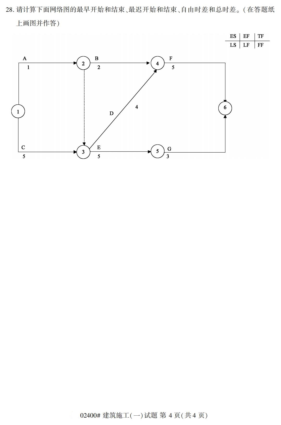 全国2020年10月自学考试02400建筑施工(一)试题